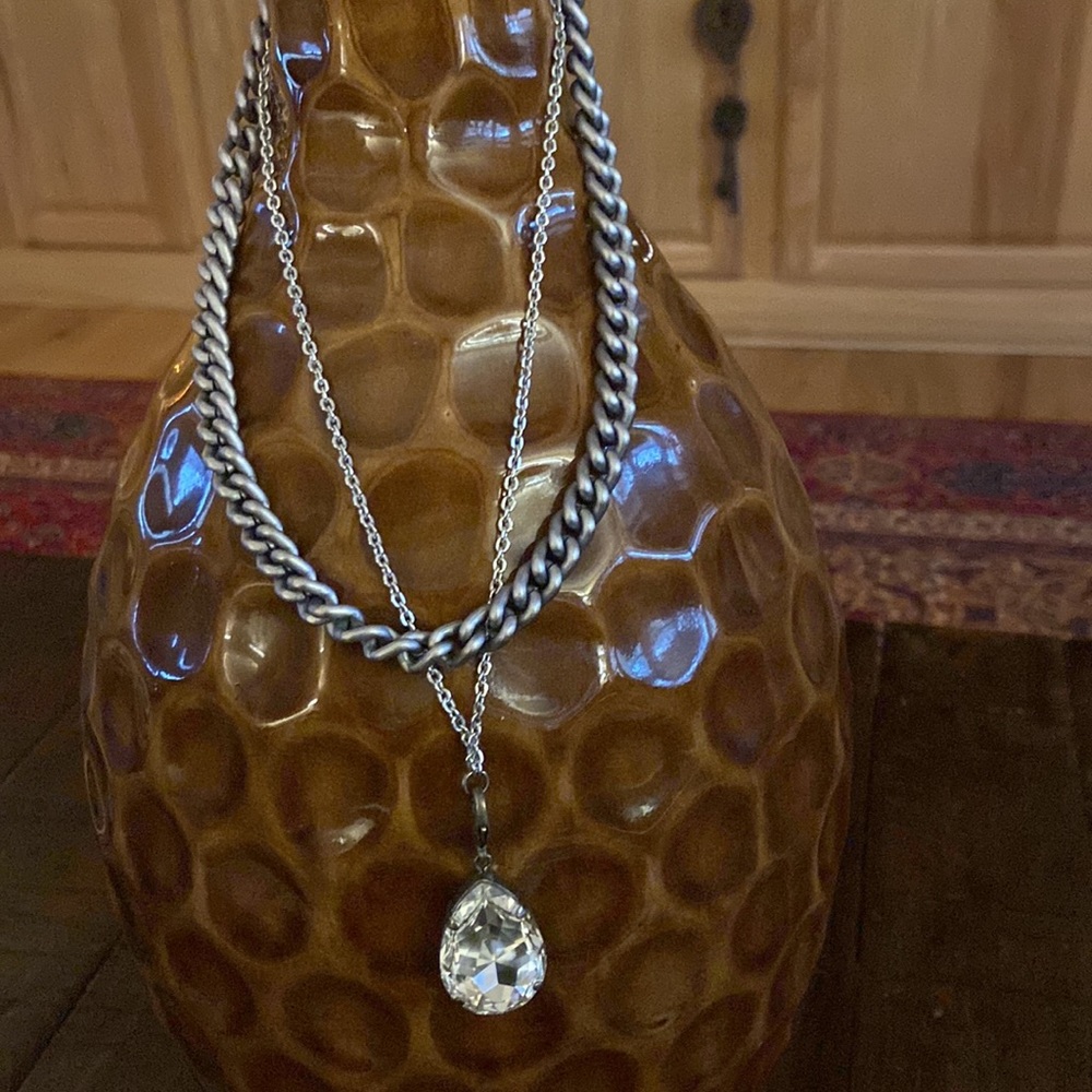 Sabika double chain ladies necklace, with interchangeable embellishments.